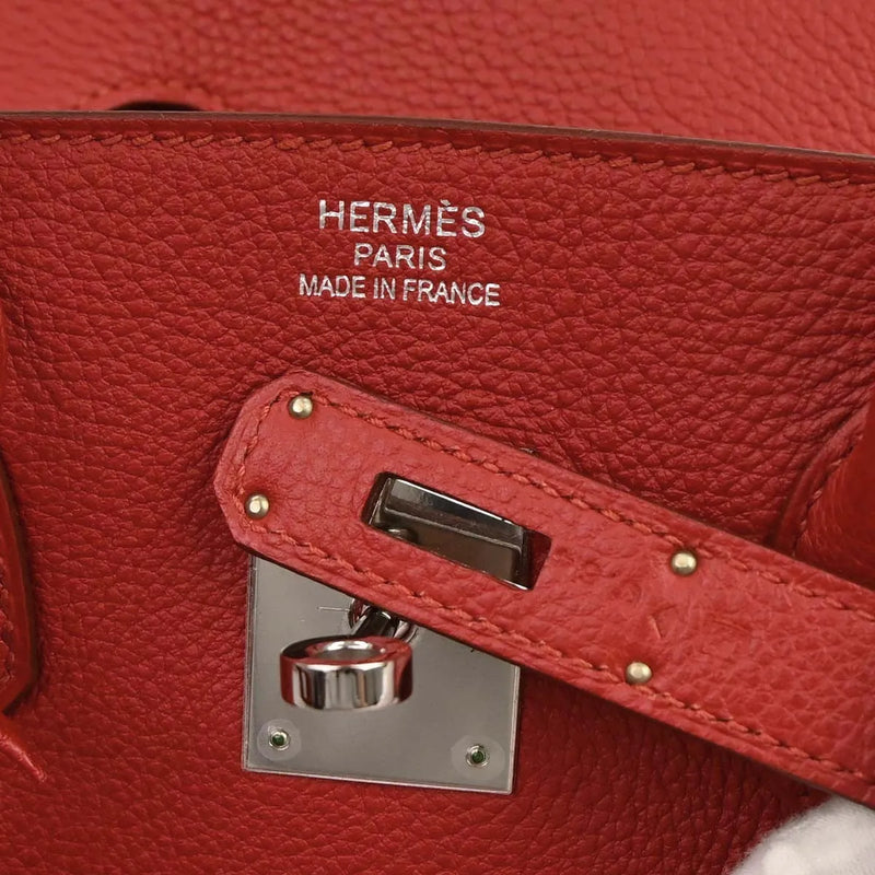 Hermes Birkin Red Togo With Palladium Hardware Leather Bag