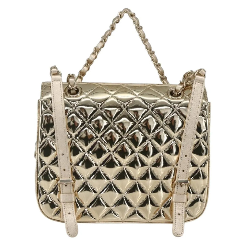 Chanel Hollywood Boulevard Backpack With Star Coin Purse Quilted Metallic Leather Gold Patent_leather Bag