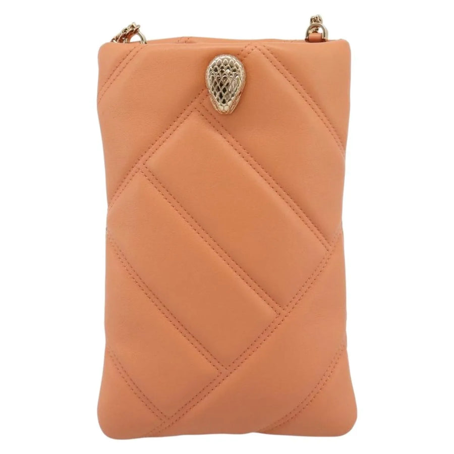 Bvlgari Serpenti Cabochon Phone Holder On Chain Diagonal Quilted Leather Orange Bag