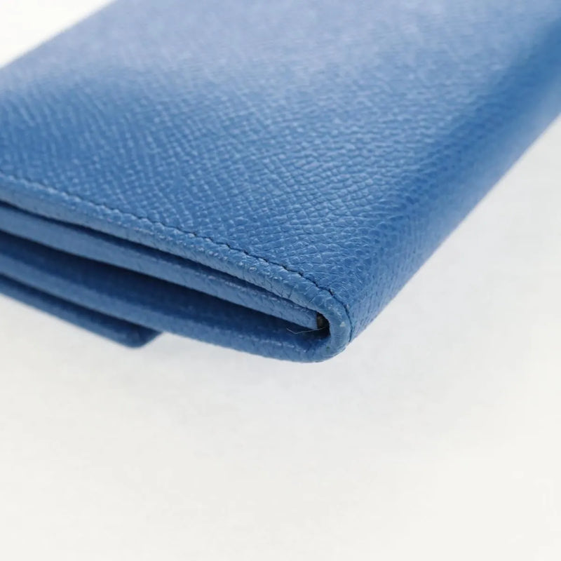 Salvatore Ferragamo Gancini Flap Continental Leather Blue Accessory
