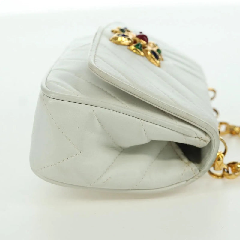 Chanel Vintage Gripoix Flap Leather White Bag
