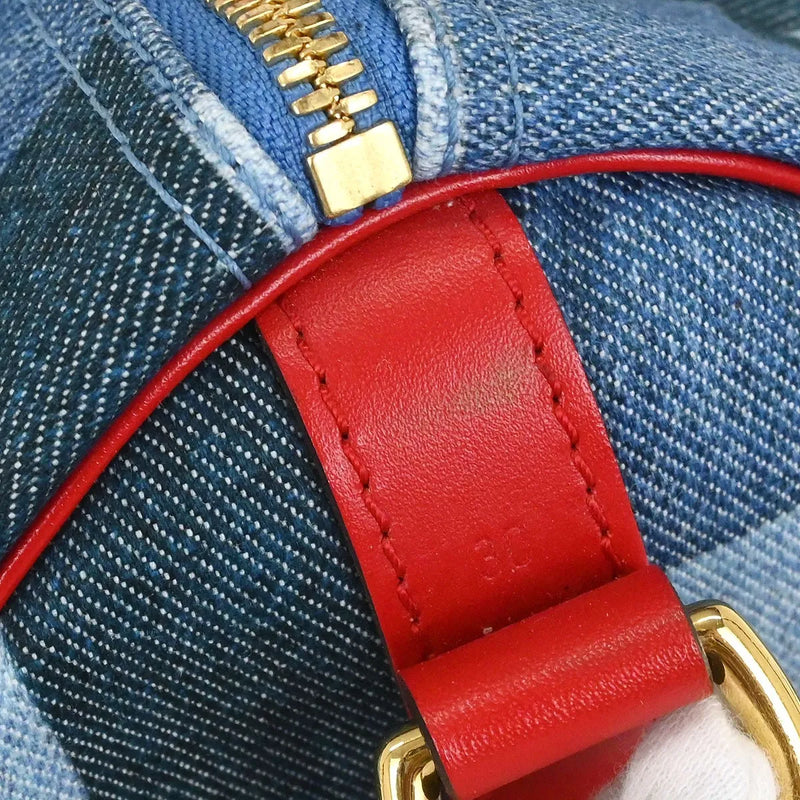 Louis Vuitton Speedy Bandouliere Damier And Monogram Patchwork Denim Blue Denim_jeans Bag