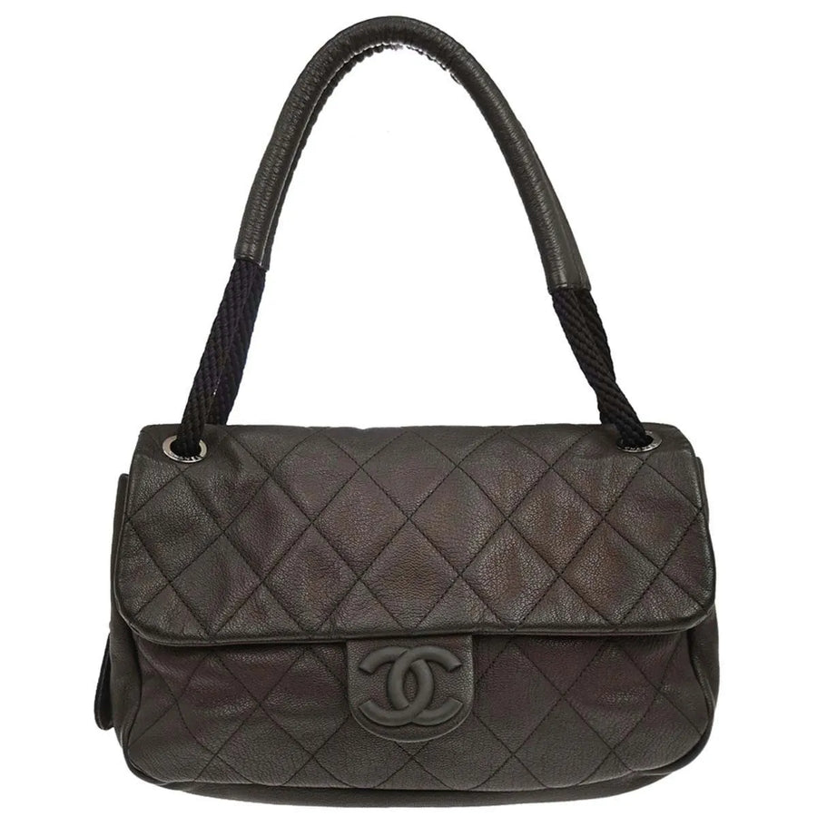 Chanel Coco Casual Flap Quilted Caviar Brown Leather Bag