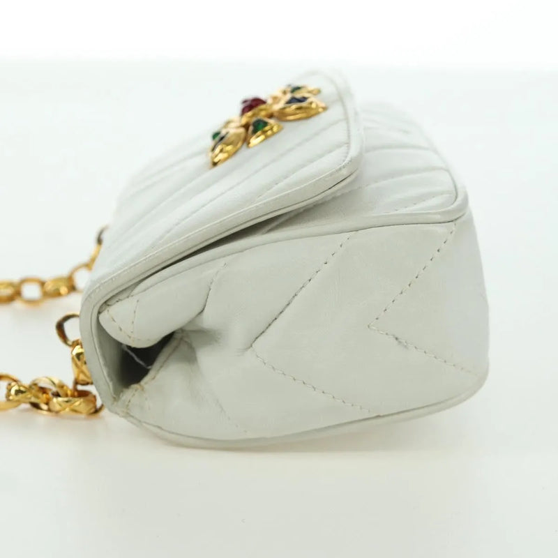 Chanel Vintage Gripoix Flap Leather White Bag