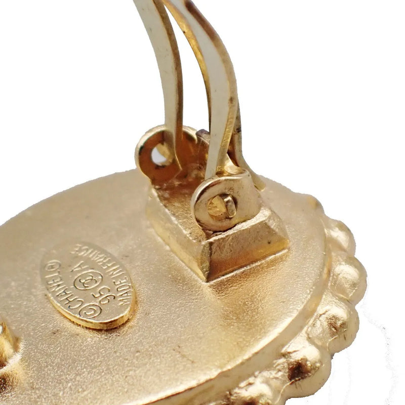 Chanel Cc Round Metal Black Gold_plated Jewelry