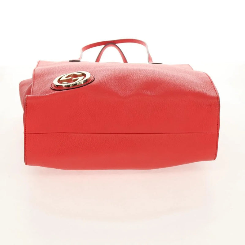 Gucci Grand Prix Interlocking Gg Tote Grainy Leather Red Bag
