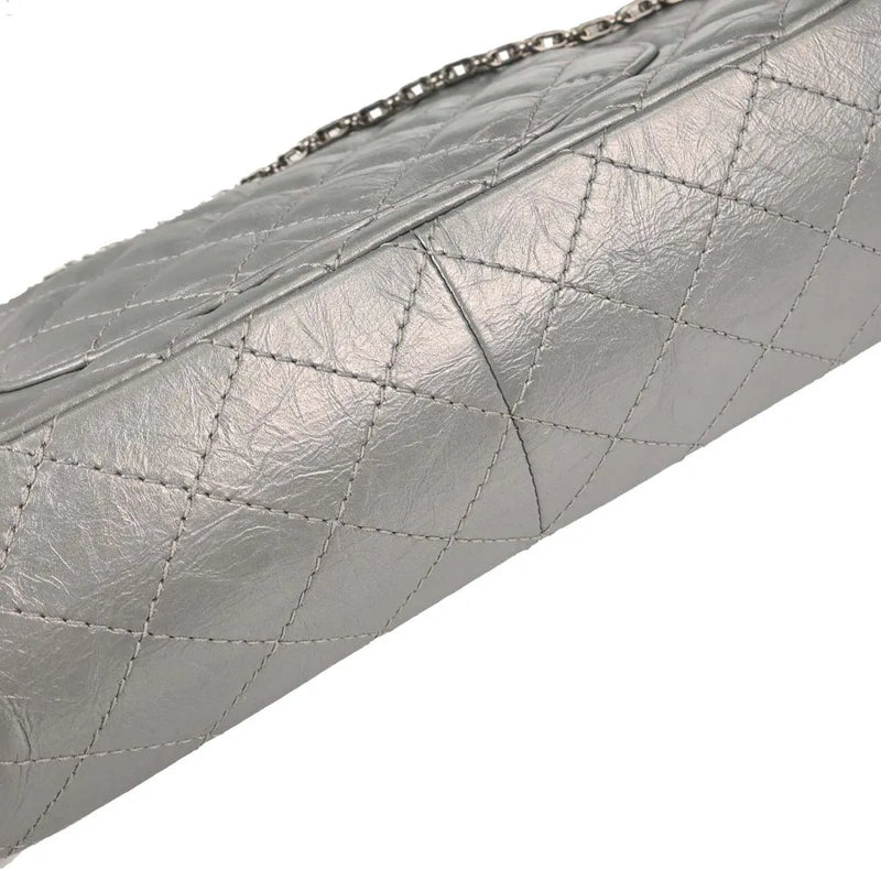 Chanel Reissue 2.55 Double Compartment Flap Quilted Aged Calfskin Silver Bag