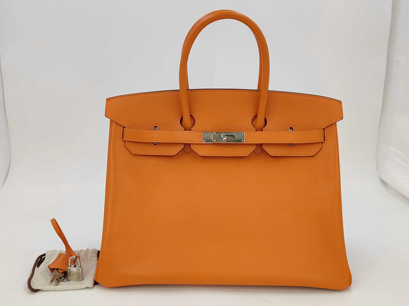 Hermes Birkin Epsom Orange Leather Bag