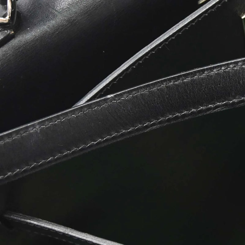 Hermes Kelly Black Box Calf With Palladium Hardware Leather Bag