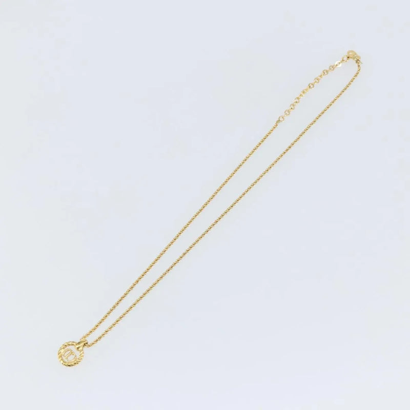Christian Dior Cd Round Pendant Metal Gold Jewelry