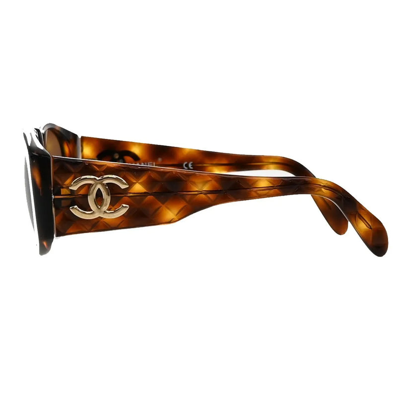 Chanel Cc Logo Matelasse Sunglasses Eye Wear Plastic Brown Accessory
