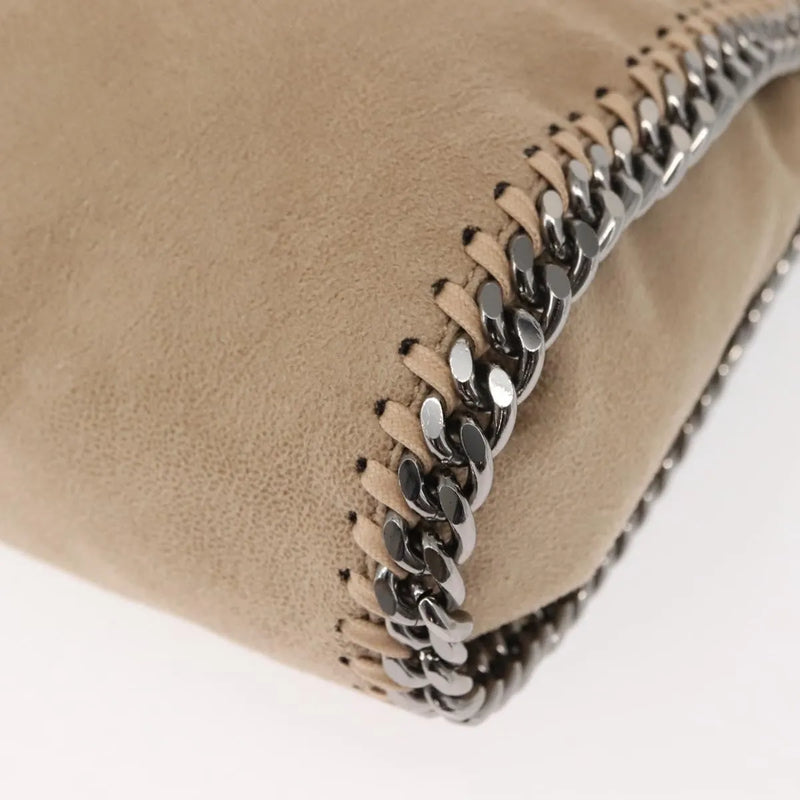 Stella Mccartney Falabella Fold Over Shaggy Deer Beige Polyester Bag