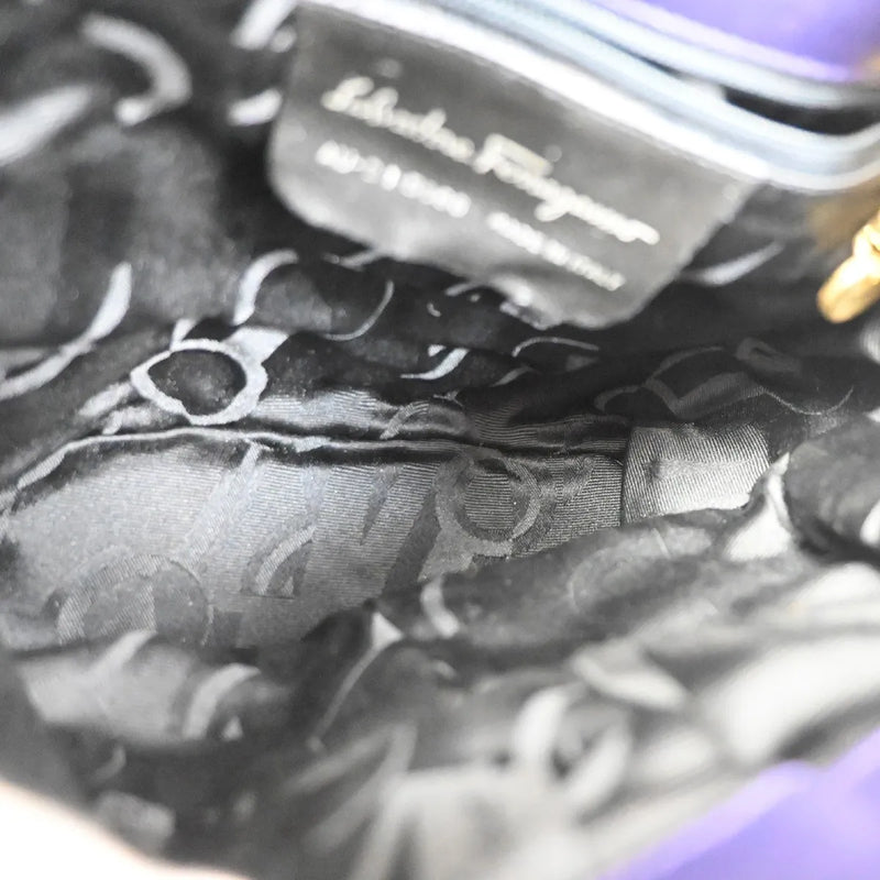 Salvatore Ferragamo Vara Chain Canvas Purple Bag
