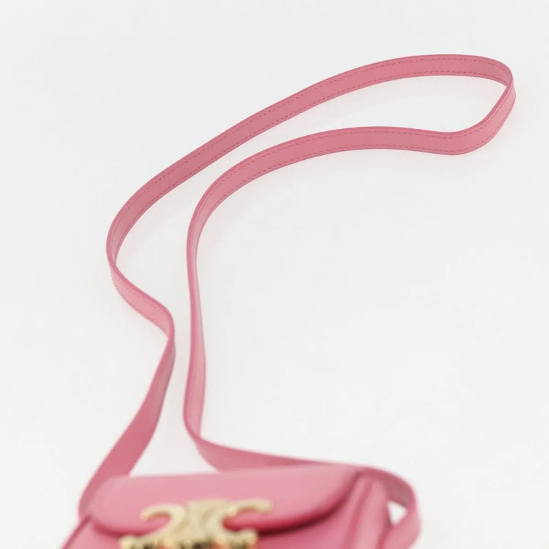 Celine Triomphe Shoulder Smooth Calfskin Pink Leather Bag