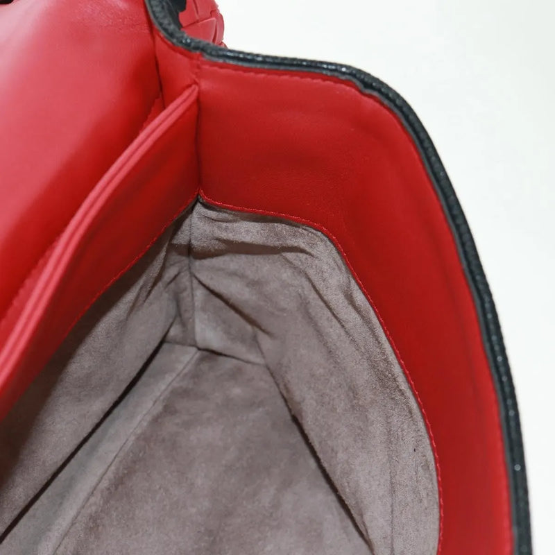 Bottega Veneta Glass Intrecciato Nappa With Snakeskin Red Leather Bag