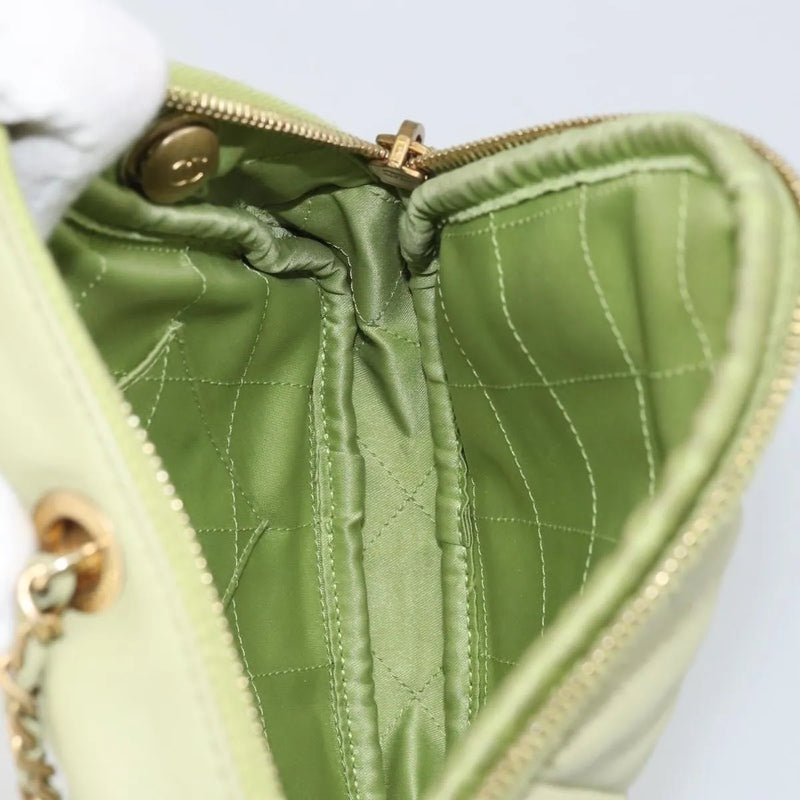 Chanel Diamond Chain Quilted Lambskin Green Leather Bag