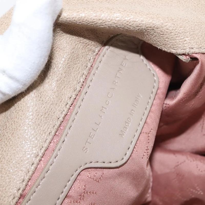 Stella Mccartney Falabella Fold Over Shaggy Deer Beige Polyester Bag