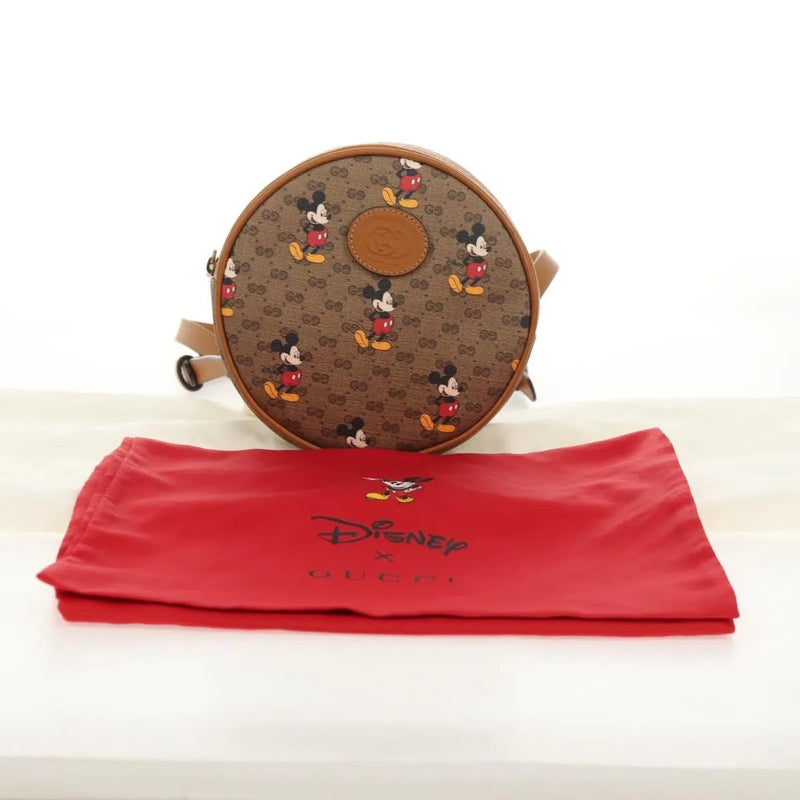 Gucci Disney Mickey Mouse Round Backpack (outlet) Printed Mini Gg Coated Canvas Beige Bag