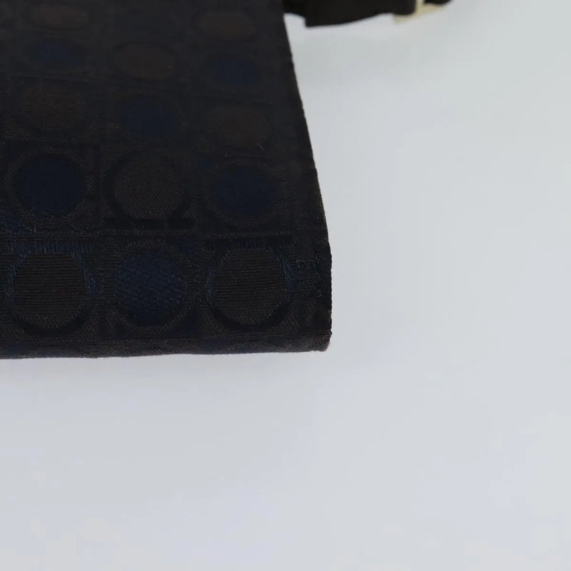 Salvatore Ferragamo Gancini Canvas Navy Bag
