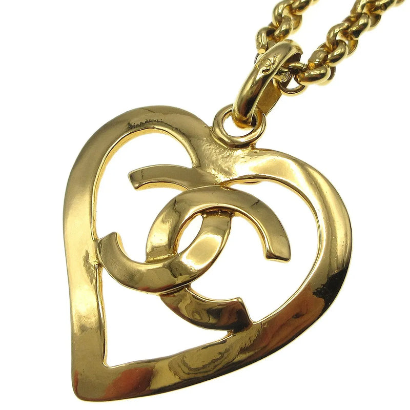 Chanel Cc Heart Pendant Metal Gold Gold_plated Jewelry