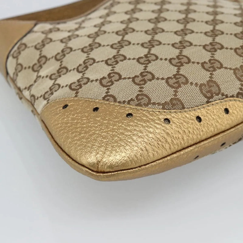Gucci Vintage Jackie O Chain Hobo Gg Canvas Beige Bag