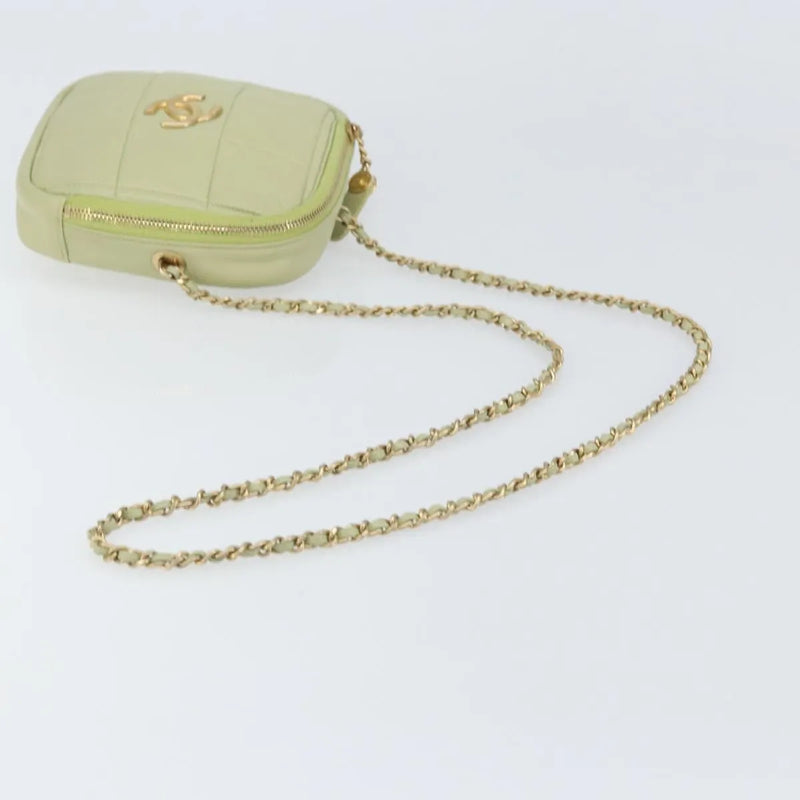Chanel Diamond Chain Quilted Lambskin Green Leather Bag