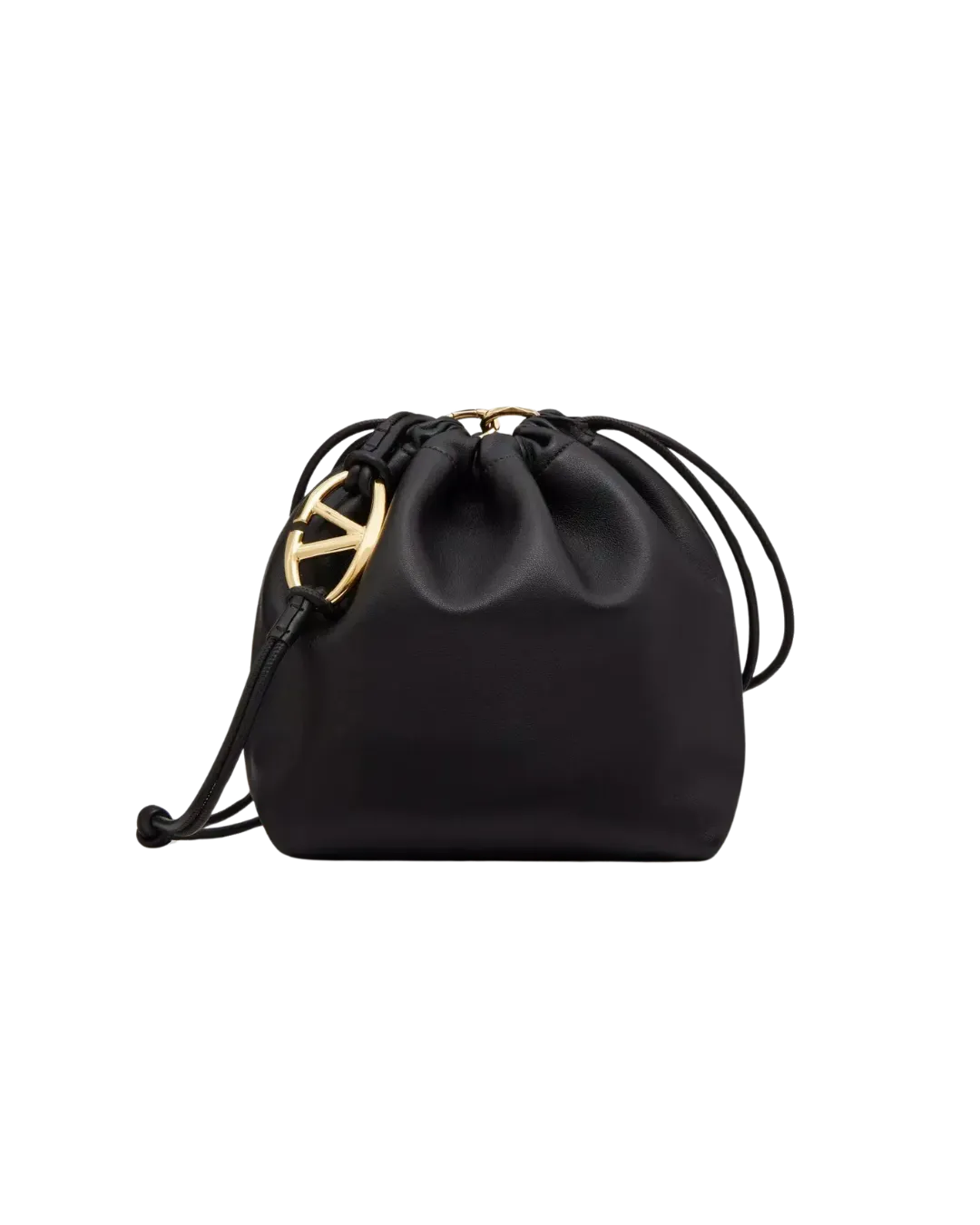 Valentino Garavani Vlogo Pouf Bucket Leather Black Bag