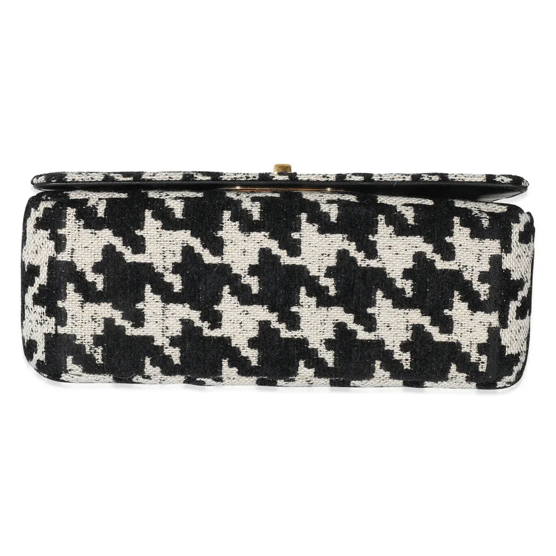 Christian Dior Caro Macro-Houndstooth Fabric Black Canvas Bag