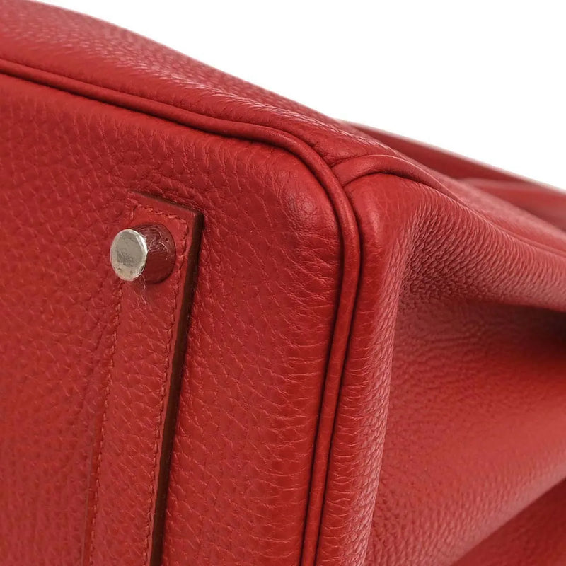 Hermes Birkin Red Togo With Palladium Hardware Leather Bag