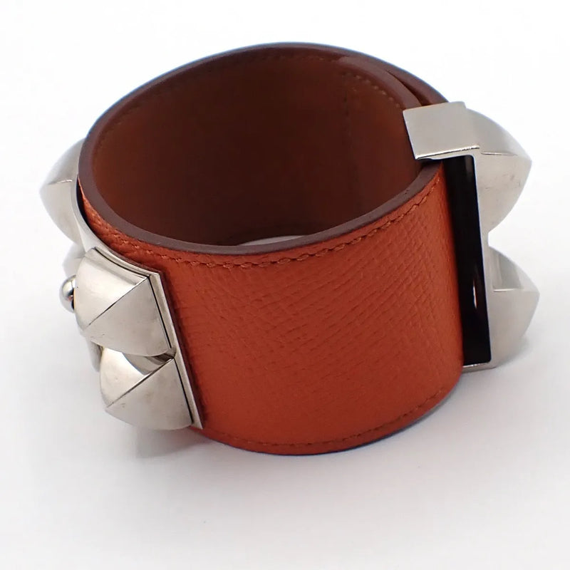 Hermes Collier De Chien Leather Orange Jewelry