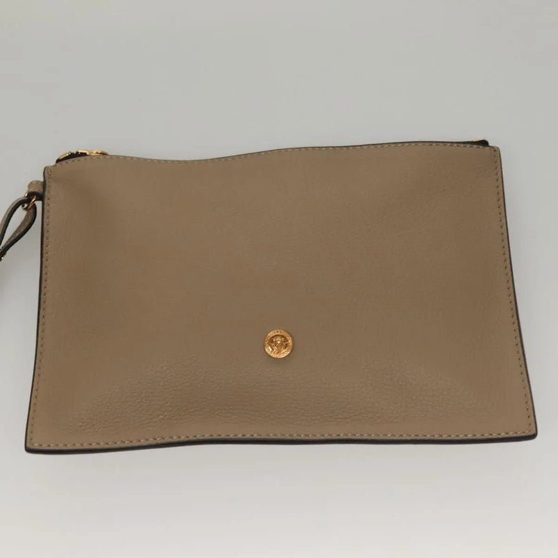 Versace La Medusa Tote Embossed Canvas Beige Leather Bag