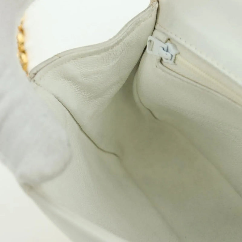 Chanel Vintage Gripoix Flap Leather White Bag