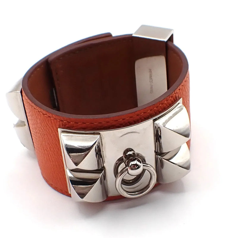 Hermes Collier De Chien Leather Orange Jewelry