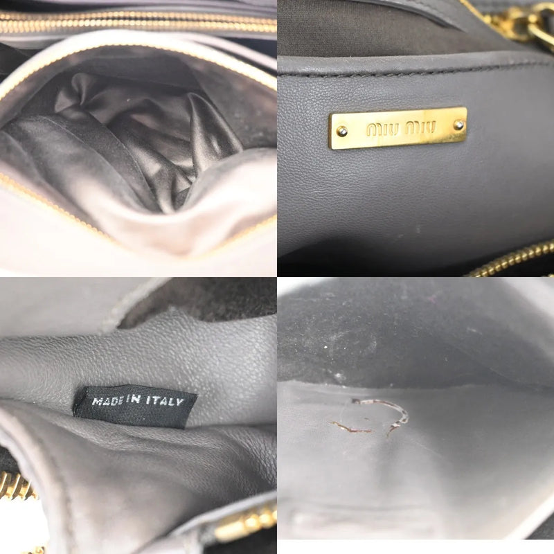 Miu Madras Bowler Matelasse Leather Purple Bag