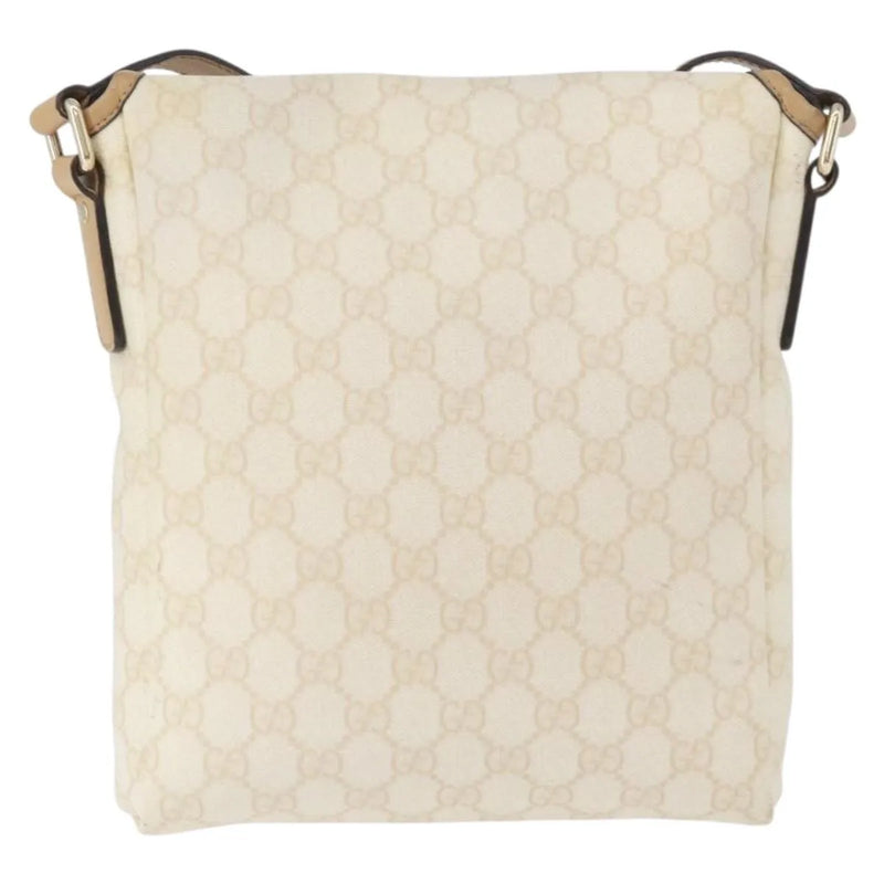 Gucci Flap Messenger Gg Coated Canvas Beige Bag