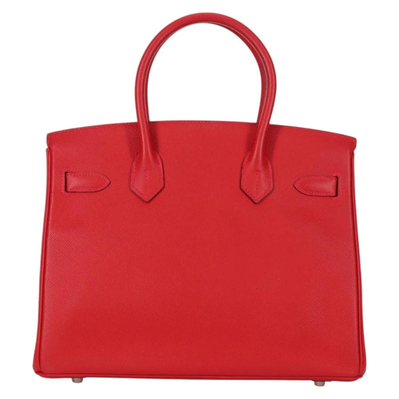 Hermes Birkin Red Epsom With Palladium Hardware Leather Bag