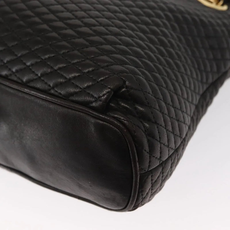 Bally Vintage Chain Quilted Leather Black Bag