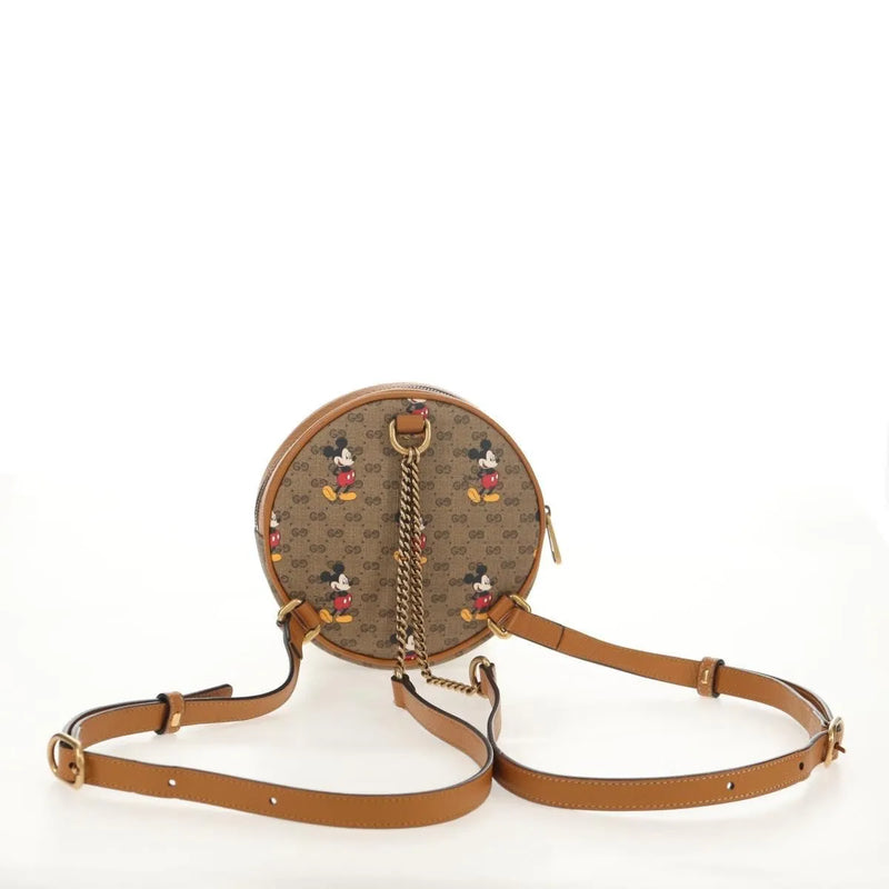 Gucci Disney Mickey Mouse Round Backpack (outlet) Printed Mini Gg Coated Canvas Beige Bag