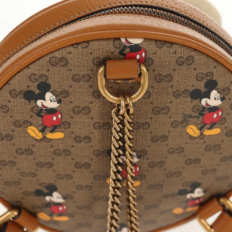 Gucci Disney Mickey Mouse Round Backpack (outlet) Printed Mini Gg Coated Canvas Beige Bag