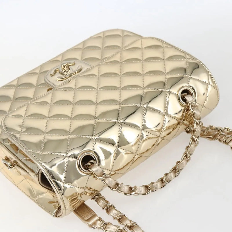 Chanel Hollywood Boulevard Backpack With Star Coin Purse Quilted Metallic Leather Gold Patent_leather Bag