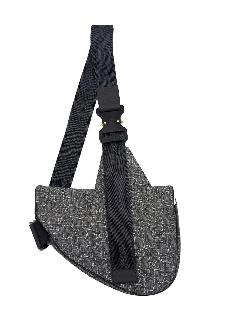 Christian Dior Saddle Oblique Canvas Gray Bag