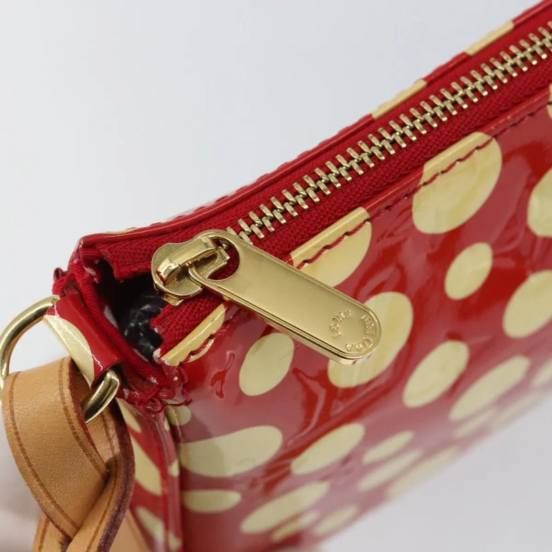 Louis Vuitton Pochette Accessoires Yayoi Kusama Painted Dots Monogram Vernis Red Patent_leather Bag