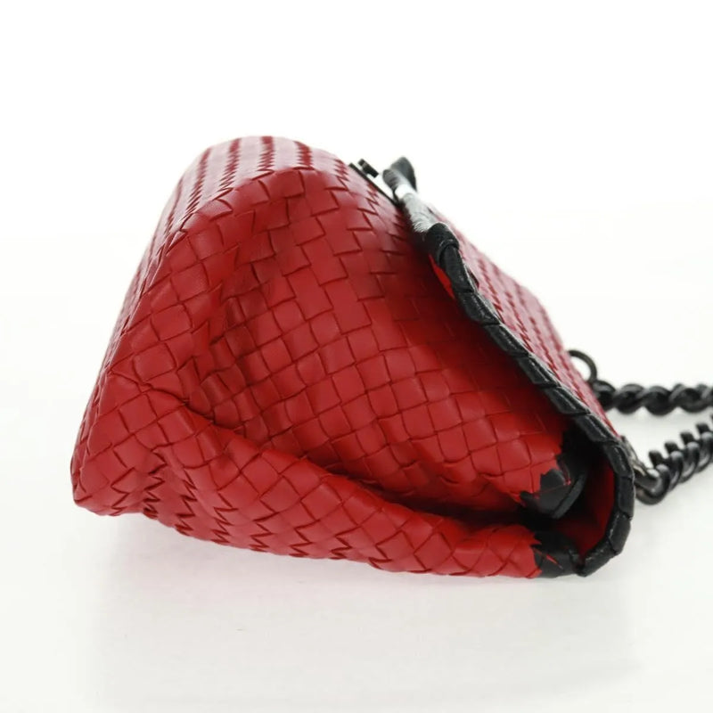 Bottega Veneta Glass Intrecciato Nappa With Snakeskin Red Leather Bag
