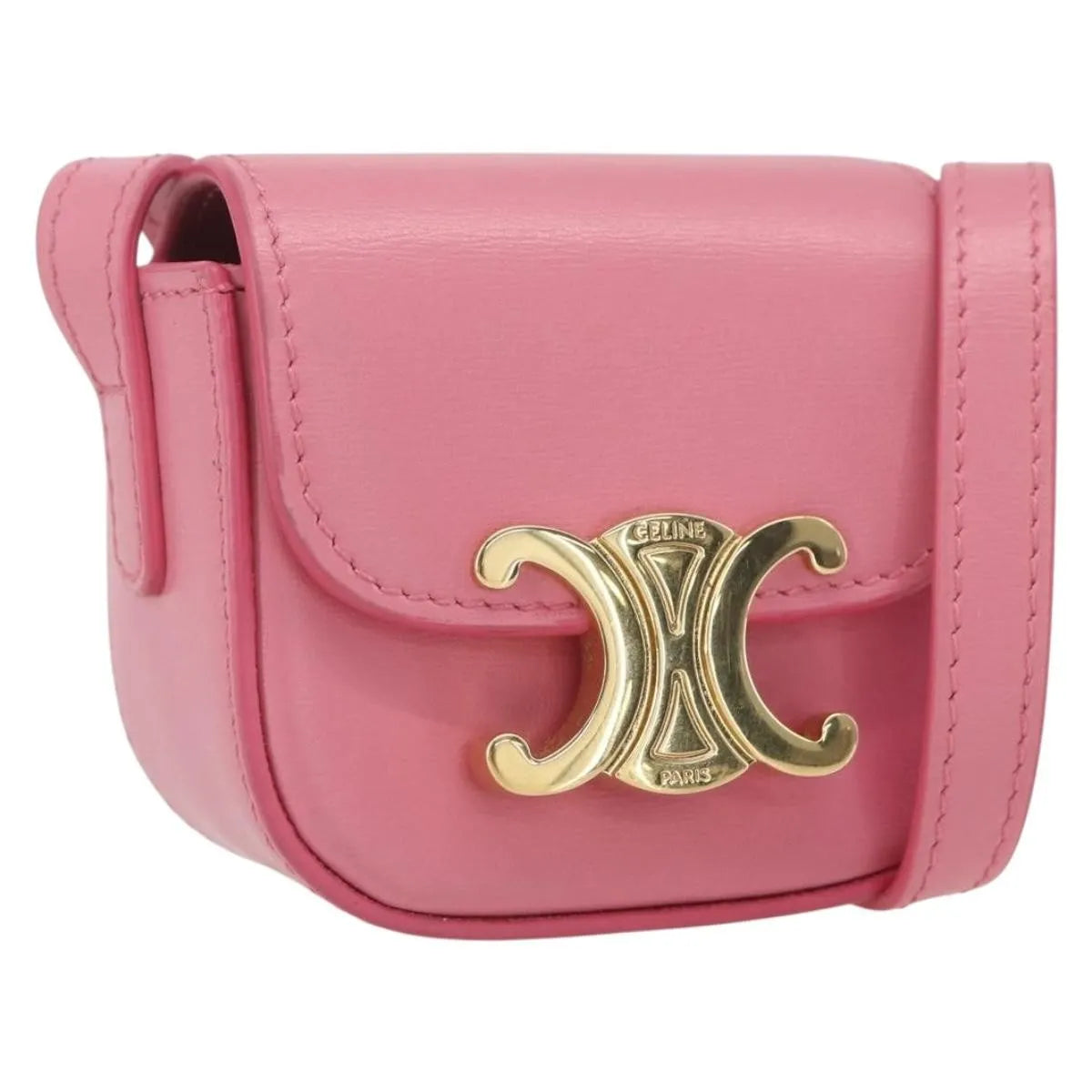 Celine Triomphe Shoulder Smooth Calfskin Pink Leather Bag