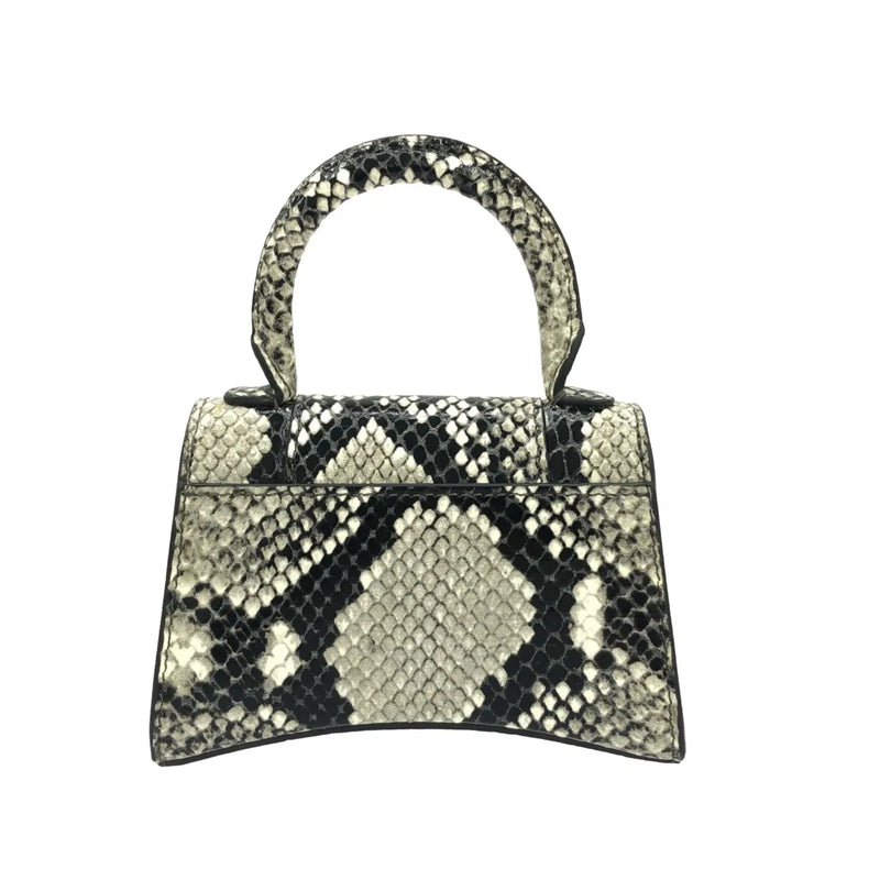 Balenciaga Hourglass Top Handle Python Embossed Leather Gray Calfskin Bag
