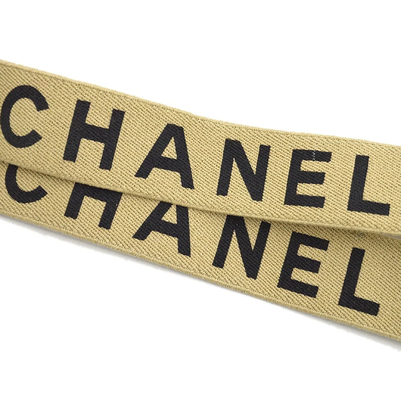 Chanel Logo Suspenders Canvas Beige Accessory