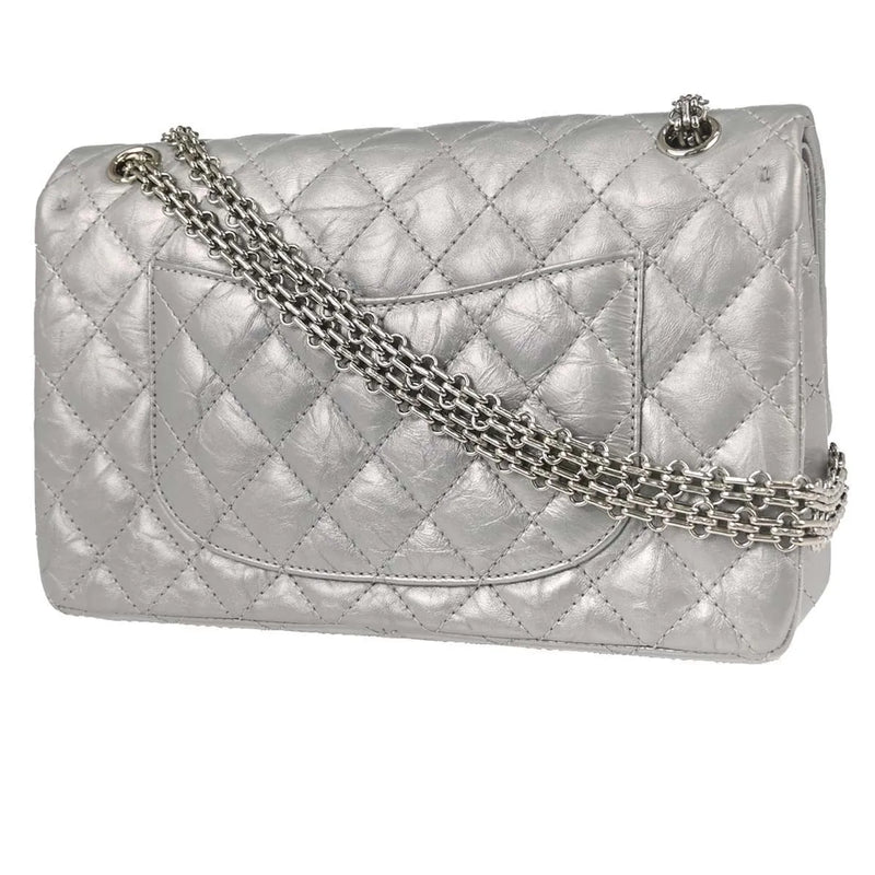 Chanel Reissue 2.55 Double Compartment Flap Quilted Aged Calfskin Silver Bag