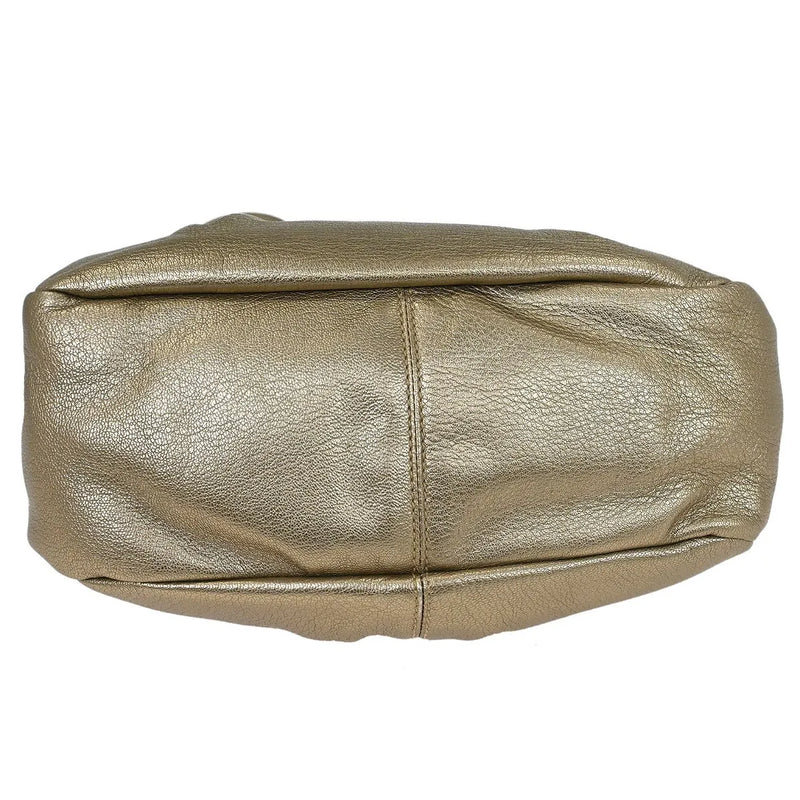 Salvatore Ferragamo Vala Leather Gold Bag