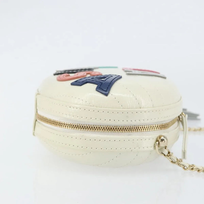 Chanel La Pausa Evening Chevron Lambskin With Applique White Leather Bag