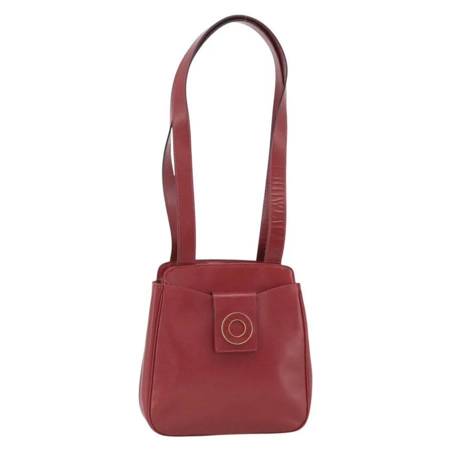 Celine Circle Logo Leather Burgundy Bag